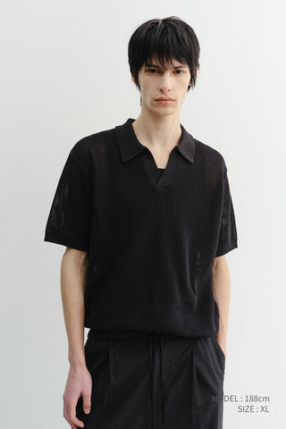 UNISEX CHUNKY POLO KNIT BLACK