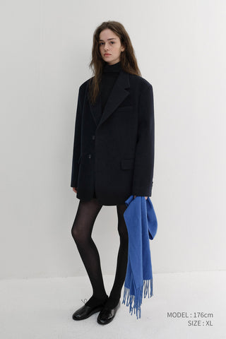 UNISEX LAYERED CASHMERE BLAZER NAVY
