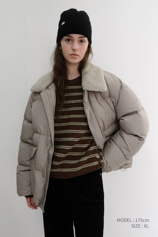 UNISEX COLLARED GOOSE DOWN JACKET BEIGE