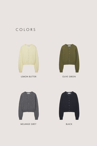 UNISEX CREWNECK KNIT CARDIGAN LEMON BUTTER