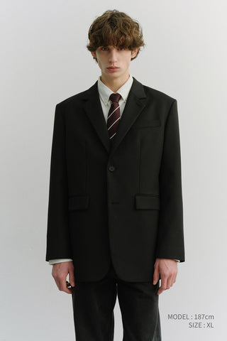 UNISEX 2 BUTTON WOOL BLAZER BLACK