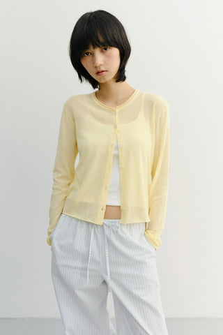 SUMMER ESSENTIAL CREWNECK CARDIGAN BUTTER