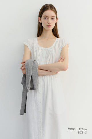 SLEEVELESS SHIRRING DRESS WHITE
