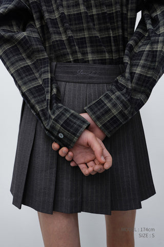 PLEATS MINI STRIPED SKIRT GREY STRIPE