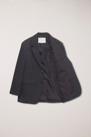 UNISEX CLASSIC 2 BUTTON WOOL BLAZER CHARCOAL BROWN