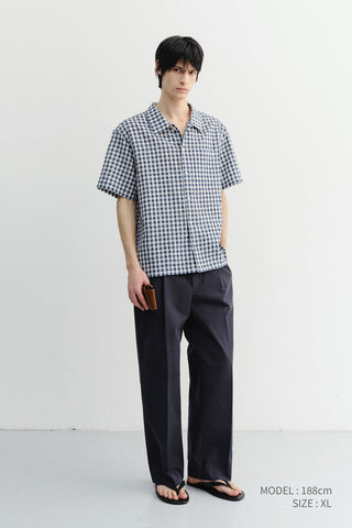 UNISEX CHECKED PAJAMA SHIRT NAVY CHECK