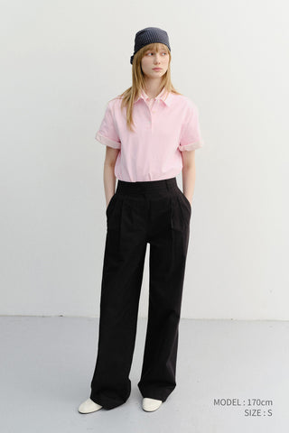 SUMMER DOUBLE PLEATED CHINO SLACKS BLACK