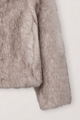 [SULLYOON PICK] CROPPED FUR JACKET GREYISH BEIGE
