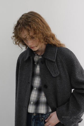 BELTED HALF COAT CHARCOAL GREY