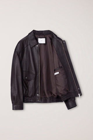 UNISEX OVERSIZED VINTAGE LEATHER BLOUSON BROWN