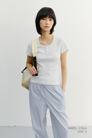 CLASSIC SCOOP NECK TOP LIGHT MELANGE GREY