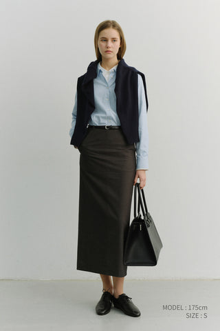 H-LINE STRIPED MAXI SKIRT GREY STRIPE