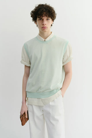 UNISEX SHEER LAYERING KNIT VEST MINT