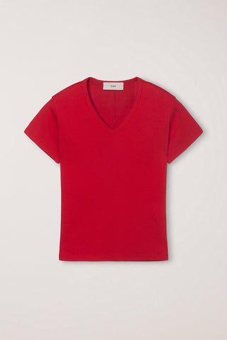 V-NECK SLIM TOP RED