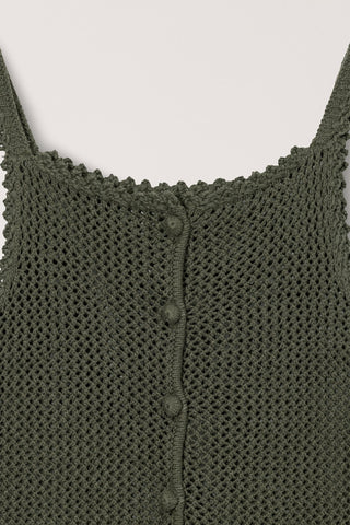 CROCHET BUSTIER KNIT TOP NEUTRAL KHAKI