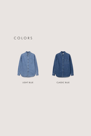 UNISEX OVERSIZED DENIM SHIRT CLASSIC BLUE