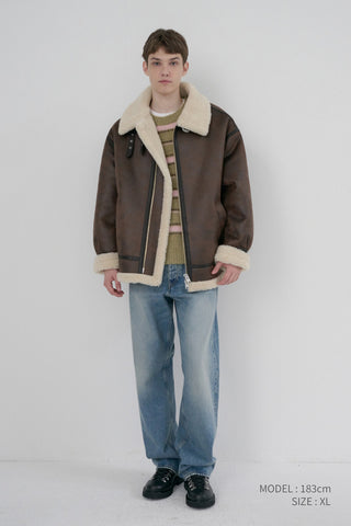 UNISEX B-3 SHEARLING JACKET DARK BROWN