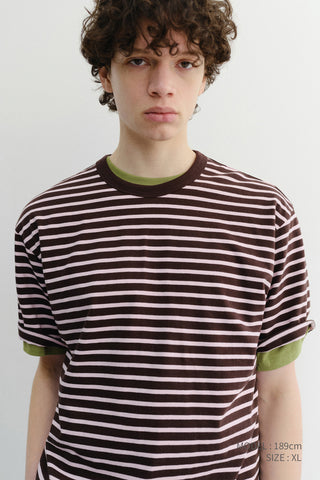 UNISEX STRIPED T-SHIRT BROWN PINK
