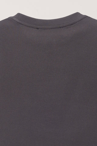 CURVED HEM SLIM TOP WASHED CHARCOAL GREY