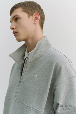 UNISEX RELAXED HALF ZIP-UP SWEATSHIRT MELANGE GREY
