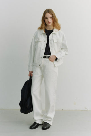UNISEX DENIM TRUCKER JACKET IVORY