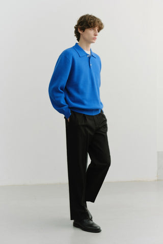 UNISEX CASHMERE COLLARED SWEATER BLUE