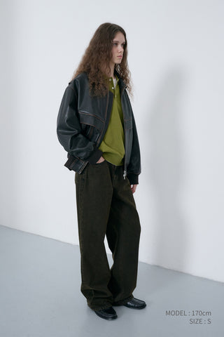 RELAXED WIDE JEANS DYED BROWN