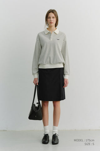 UNISEX STRIPED LOGO COLLARED T-SHIRT IVORY STRIPE
