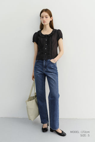 FRILL COLLARED BLOUSE BLACK