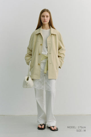UNISEX ALTER-SUEDE HALF JACKET CREAM BEIGE