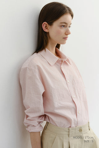 UNISEX SUMMER BREEZE STRIPED OVERSHIRT SOFT PINK