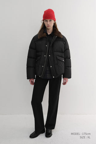 UNISEX COLLARED GOOSE DOWN JACKET BLACK
