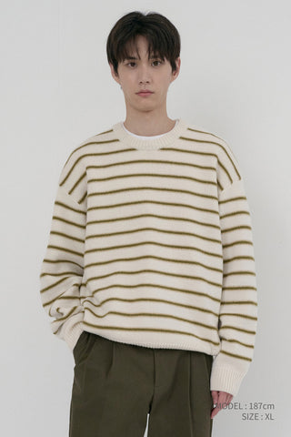 UNISEX STRIPED CHUNKY SWEATER IVORY
