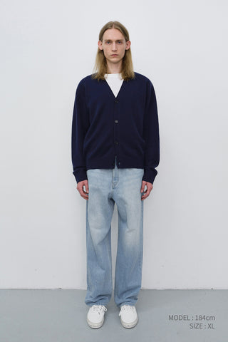 UNISEX V-NECK CARDIGAN BLUE NAVY