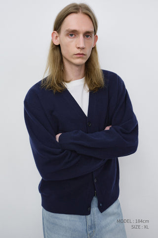 UNISEX V-NECK CARDIGAN BLUE NAVY