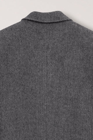 UNISEX LOOSE DOUBLE-BREASTED COAT GREY HERRINGBONE