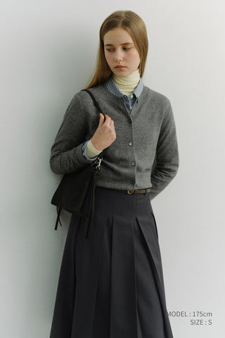 VOLUME PLEATS MIDI SKIRT CHARCOAL GREY