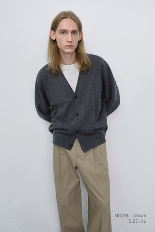 UNISEX V-NECK CARDIGAN MELANGE GREY