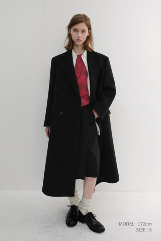 UNISEX LOOSE DOUBLE-BREASTED COAT BLACK
