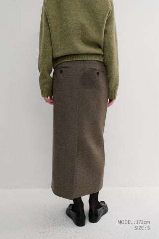H-LINE LONG SKIRT MELANGE BROWN