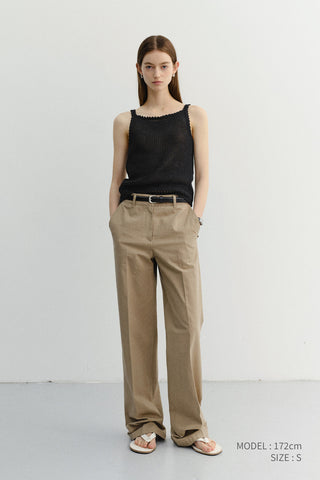 SUMMER STRAIGHT CHINO SLACKS DARK BEIGE