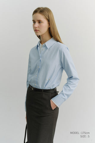 2-WAY ESSENTIAL STRIPED SHIRT SOFT BLUE STRIPE