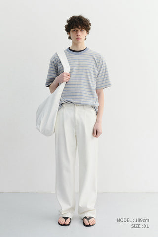 UNISEX STRIPED T-SHIRT MELANGE GREY BLUE