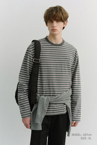 UNISEX STRIPED T-SHIRT GREY STRIPE