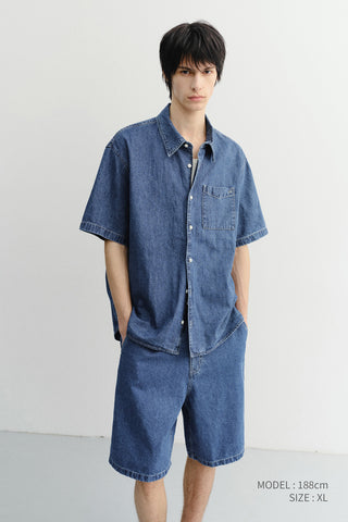 UNISEX LINEN DENIM SHIRT CLASSIC BLUE