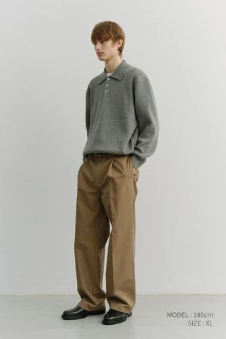 UNISEX CASHMERE COLLARED SWEATER MELANGE GREY