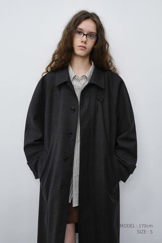 UNISEX H-LINE WOOL MAC COAT BROWN CHECK