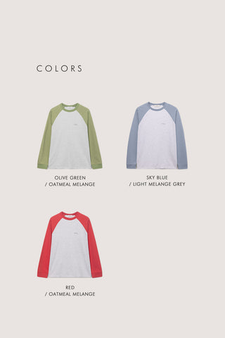 UNISEX RAGLAN T-SHIRT OLIVE GREEN OATMEAL MELANGE