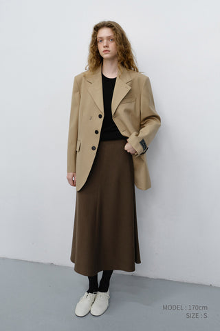 UNISEX REFINED MASCULINE WOOL BLAZER CARAMEL BEIGE