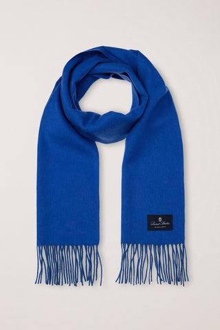 FRINGED CASHMERE MUFFLER KOVALT BLUE